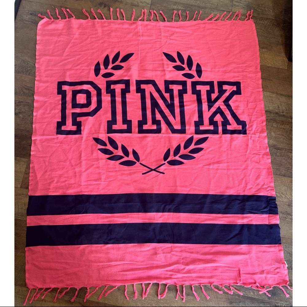 Victoria’s Secret Large Beach Towel Blanket Hot Pink & Black